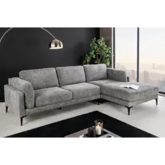 Invicta Sofa narożna MANHATTAN tkanina teksturowana szara 295 x 88 x 85cm / 44278