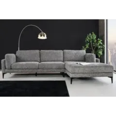 Invicta Sofa narożna MANHATTAN tkanina teksturowana szara 295 x 88 x 85cm / 44278