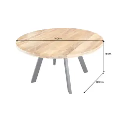 Invicta IRON CRAFT stół do jadalni okrągły naturalne Mango Ø 140cm / 45256