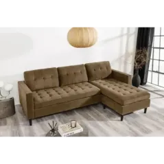 Invicta Sofa narożna STOCKHOLM brązowy sztruks 220cm / 44153