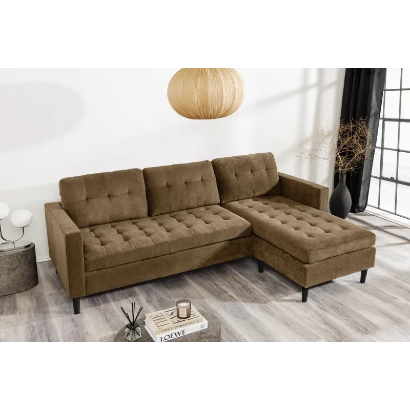 Invicta Sofa narożna STOCKHOLM brązowy sztruks 220cm / 44153 Invicta Sofa narożna STOCKHOLM brązowy sztruks 220cm / 44153