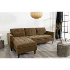 Invicta Sofa narożna STOCKHOLM brązowy sztruks 220cm / 44153