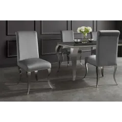 Invicta MODERN BAROCK Krzesło tapicerowane srebrne / 37906