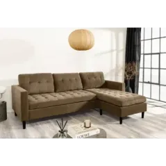 Invicta Sofa narożna STOCKHOLM brązowy sztruks 220cm / 44153