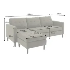 Invicta Sofa narożna STOCKHOLM brązowy sztruks 220cm / 44153
