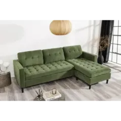 Invicta Sofa narożna STOCKHOLM zielony sztruks 220cm / 44152