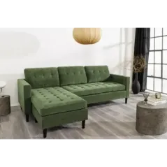 Invicta Sofa narożna STOCKHOLM zielony sztruks 220cm / 44152