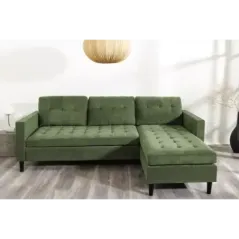 Invicta Sofa narożna STOCKHOLM zielony sztruks 220cm / 44152