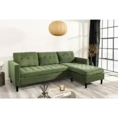 Invicta Sofa narożna STOCKHOLM zielony sztruks 220cm / 44152