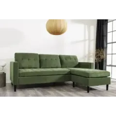 Invicta Sofa narożna STOCKHOLM zielony sztruks 220cm / 44152