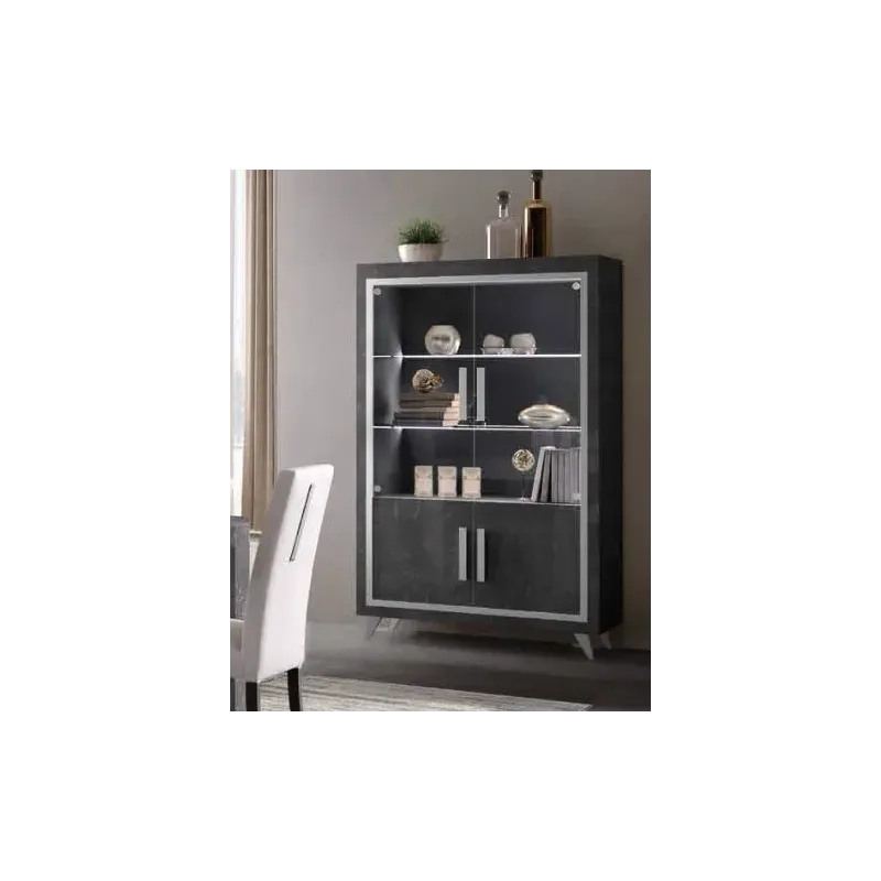 SILVER Włoska Witryna 2 drzwiowa z LED 112 x 180 x 45cm