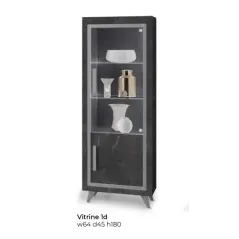 SILVER Włoska Witryna 1 drzwiowa z LED 64 x 180 x 45cm
