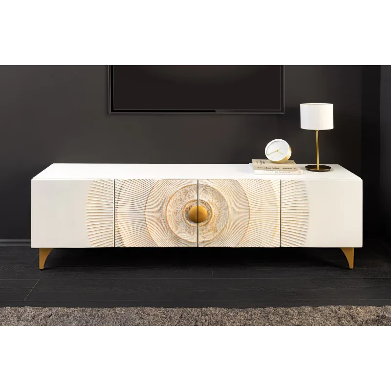Invicta Szafka RTV GOLDEN SUNSET stojąca white mango 180cm / 48411