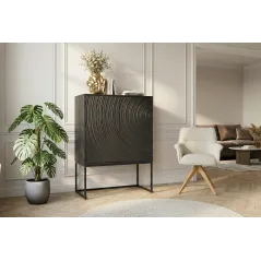 Invicta komoda wysoka ORBIT 3D czarne mango 85 x 120 x 45cm / 47606