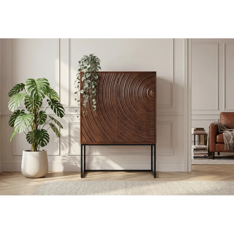 Invicta komoda wysoka ORBIT 3D brązowe mango 85 x 120 x 45cm / 47626