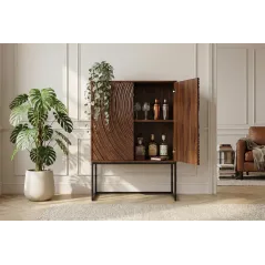 Invicta komoda wysoka ORBIT 3D brązowe mango 85 x 120 x 45cm / 47626