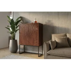 Invicta komoda wysoka ORBIT 3D brązowe mango 85 x 120 x 45cm / 47626