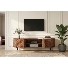 Invicta Szafka RTV ADLON 3D brązowe mango 200cm / 47585