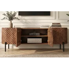 Invicta Szafka RTV ADLON 3D brązowe mango 200cm / 47585