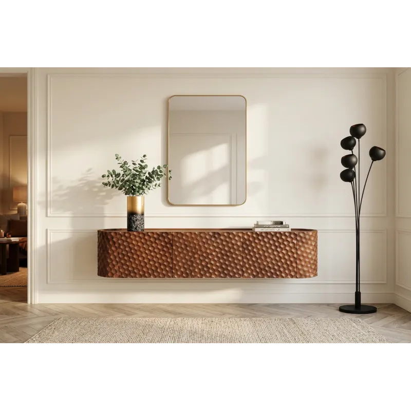 Invicta Szafka RTV wisząca ADLON 3D brązowe mango 160cm / 47586