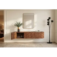 Invicta Szafka RTV wisząca ADLON 3D brązowe mango 160cm / 47586