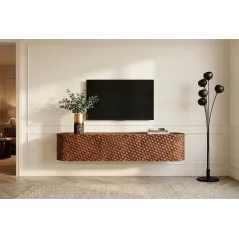 Invicta Szafka RTV wisząca ADLON 3D brązowe mango 160cm / 47586