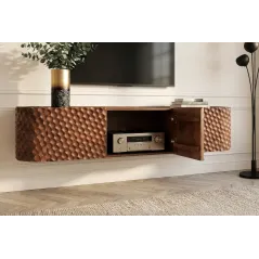 Invicta Szafka RTV wisząca ADLON 3D brązowe mango 160cm / 47586