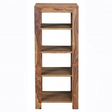 WOHNLING standing shelving solid wood Sheesham 105 cm living room shelf with 4 compartments design country style table