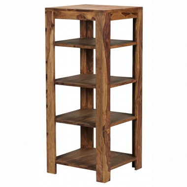 WOHNLING standing shelving solid wood Sheesham 105 cm living room shelf with 4 compartments design country style table