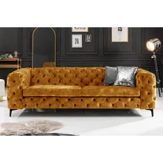 Invicta MODERN BAROCK Sofa musztardowo żółty aksamit 235 x 72 x 95cm / 44392