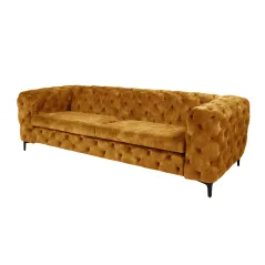Invicta MODERN BAROCK Sofa musztardowo żółty aksamit 235 x 72 x 95cm / 44392