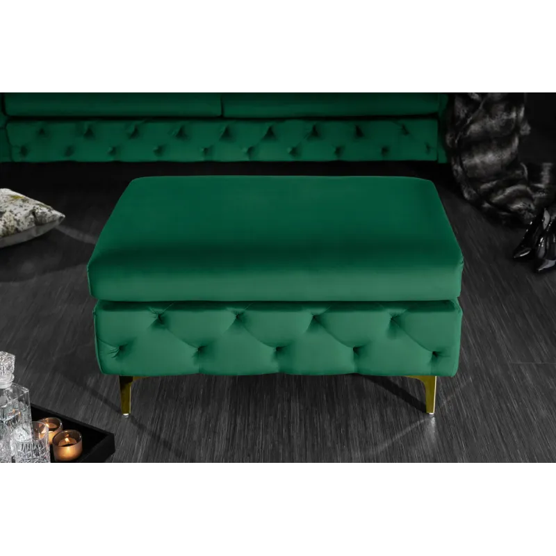 Invicta MODERN BAROCK Pufa szmaragdowozielona 92 x 45 x 62cm / 39611