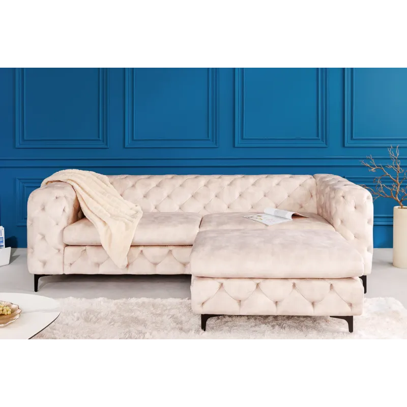 Invicta MODERN BAROCK Sofa 3 osobowa szampański aksamit 235 x 72 x 95cm / 6542641