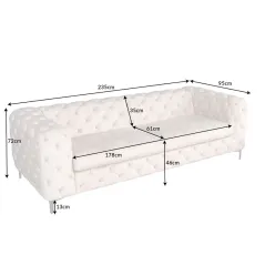 Invicta Sofa Modern Barock 3er szampański aksamit 235cm / 42641