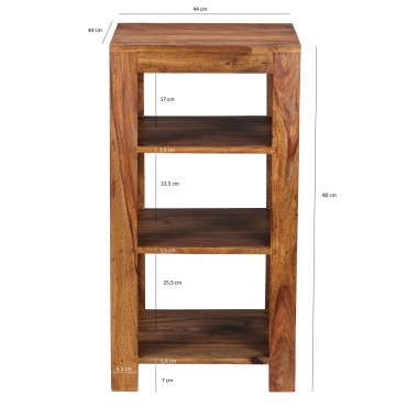 WOHNLING standing shelving solid wood Sheesham 83 cm living room shelf with 3 trays design country style table