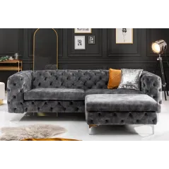Invicta MODERN BAROCK Sofa 3 osobowa ciemnoszary aksamit 235 x 72 x 95cm / 41134