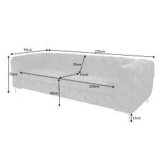 Invicta MODERN BAROCK Sofa 3 osobowa ciemnoszary aksamit 235 x 72 x 95cm / 41134