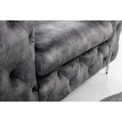 Invicta MODERN BAROCK Fotel ciemnoszary aksamit 120 x 70 x 100cm / 6541297