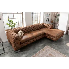 Invicta MODERN BAROCK Narożnik antyczny brąz mikrofibra prawostronny 275 x 72 x 160cm / 6540667