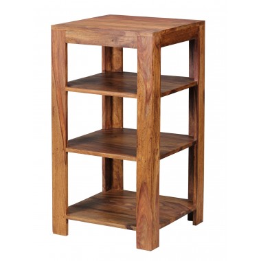 WOHNLING standing shelving solid wood Sheesham 83 cm living room shelf with 3 trays design country style table