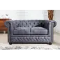 Invicta CHESTERFIELD Sofa 2 osobowa mikrofibra vintage szara 150 x 73 x 90cm / 37390