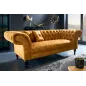 Invicta CHESTERFIELD PARIS Sofa musztardowo żółty aksamit 225 x 80 x 95cm / 41249