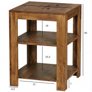 WOHNLING standing shelving solid wood Sheesham 60cm living room shelf with 2 storage design country style table