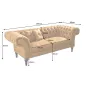 Invicta CHESTERFIELD PARIS Sofa musztardowo żółty aksamit 225 x 80 x 95cm / 41249