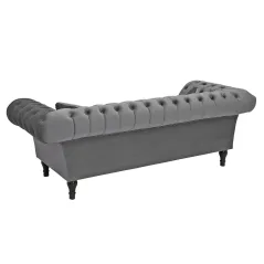 Invicta CHESTERFIELD PARIS Sofa srebrnoszary aksamit 225 x 80 x 95cm / 40148
