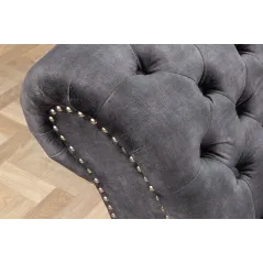 Invicta CHESTERFIELD Szezlong szary aksamit 170 x 79 x 61cm / 41253
