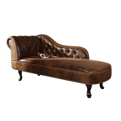 Invicta CHESTERFIELD Szezlong mikrofibra antyczny brąz  170 x 80 x 60cm / 21628