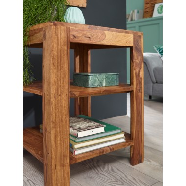 WOHNLING standing shelving solid wood Sheesham 60cm living room shelf with 2 storage design country style table