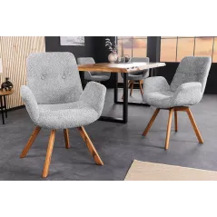 Invicta Krzesło BALTIC obrotowe 360° szare Bouclé 61cm / 44200