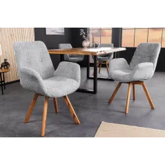 Invicta Krzesło BALTIC obrotowe 360° szare Bouclé 61cm / 44200
